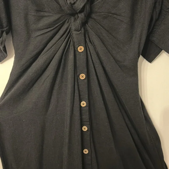 FREE PEOPLE Black Linen Blend Vintage Summer Midi Dress - Picture 7 of 12